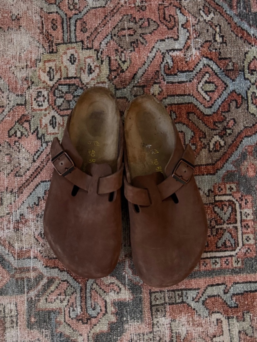 boston oiled leather brown Birkenstocks clogs